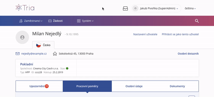 Návod na přiřazení práva zaměstnanci pro zobrazení docházky útvaru